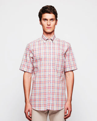 Camisa casual de algodón cuadros rojo y blanc by M