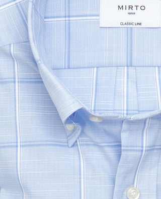 Camisa casual de algodón cuadros azul by MIRTO