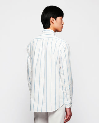 Camisa casual de algodón rayas azul y blanco by MI