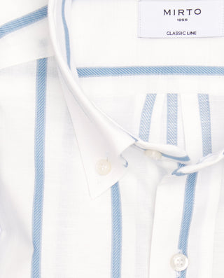 Camisa casual de algodón rayas azul y blanco by MI