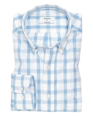 Camisa casual de algodón cuadros azul y blanc by M