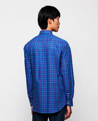 Camisa casual algodón Oxford azul a cuadros by MIR