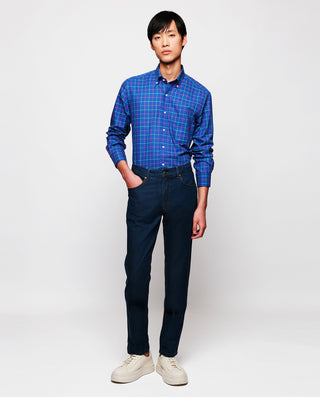 Camisa casual algodón Oxford azul a cuadros by MIR