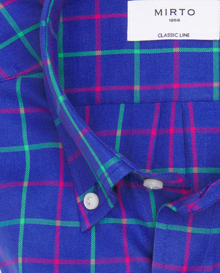 Camisa casual algodón Oxford azul a cuadros by MIR