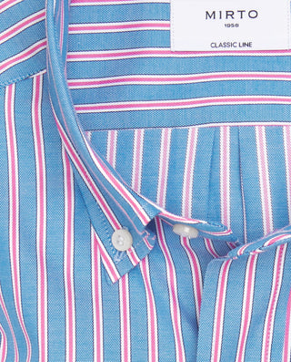 Camisa casual algodón Oxford rayas rosa by MIRTO