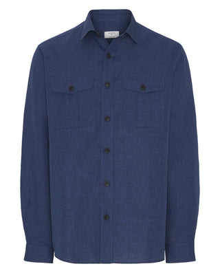 Sobrecamisa lino y algodón azul marino by MIRTO
