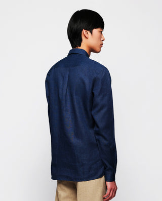Sobrecamisa lino y algodón azul marino by MIRTO