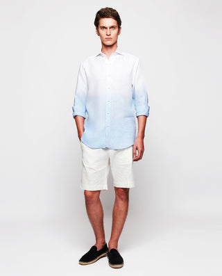 Camisa casual de lino degradé azul by MIRTO