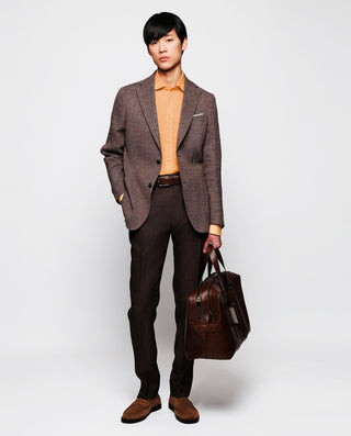 Camisa casual de lino naranja by MIRTO