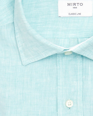 Camisa casual de lino verde agua by MIRTO