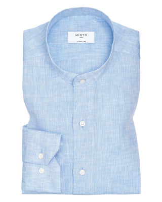 Camisa casual de lino azul by MIRTO