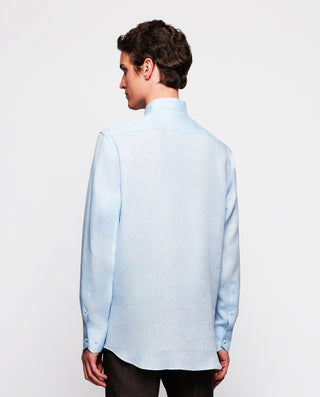 Camisa casual de lino azul by MIRTO