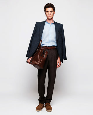 Camisa casual de lino azul by MIRTO