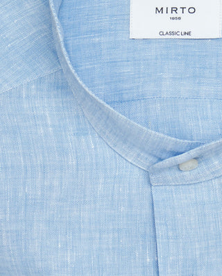Camisa casual de lino azul by MIRTO