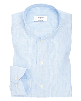 Camisa casual de lino rayas azul  y blanco by MIRT