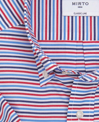 Camisa casual de algodón rayas azul, rojo by MIRTO