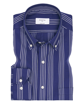 Camisa casual de algodón rayas azul marino by MIRT