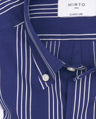 Camisa casual de algodón rayas azul marino by MIRT