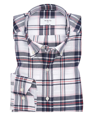 Camisa casual de algodón cuadros azul marino by MI