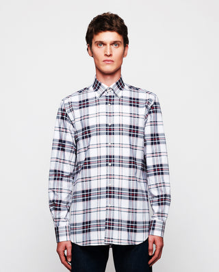 Camisa casual de algodón cuadros azul marino by MI