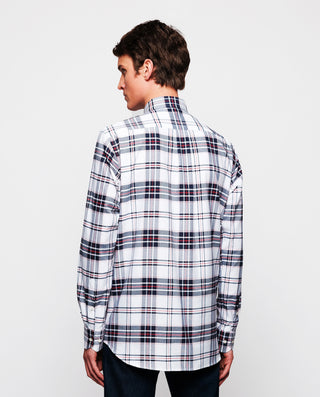 Camisa casual de algodón cuadros azul marino by MI