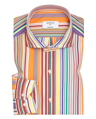 Camisa casual de algodón rayas naranja by MIRTO