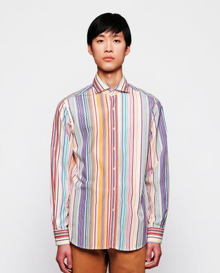 Camisa casual de algodón rayas naranja by MIRTO