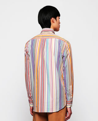 Camisa casual de algodón rayas naranja by MIRTO