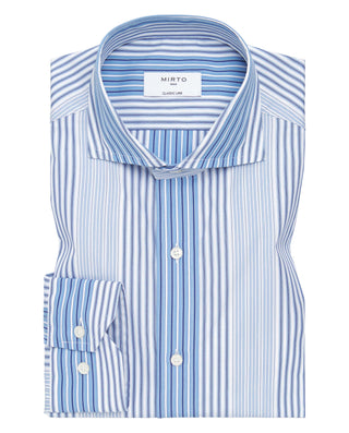 Camisa casual de algodón rayas azul y blanco by MI