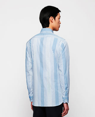 Camisa casual de algodón rayas azul y blanco by MI