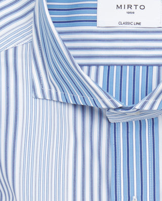 Camisa casual de algodón rayas azul y blanco by MI
