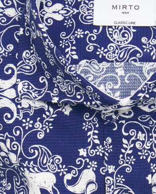 Camisa casual de algodón estampada azul by MIRTO