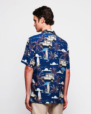 Camisa Hawaiana estampada azul by MIRTO