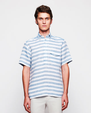 Camisa polera rayas azul y blanco by MIRTO