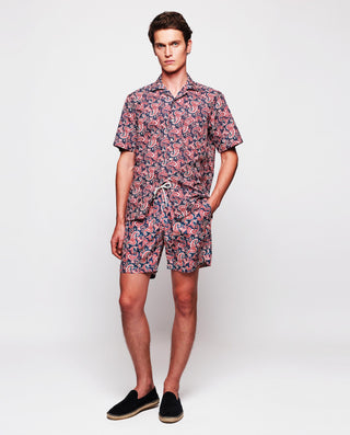 Camisa Hawaiana estampado paisley azul y rojo by M