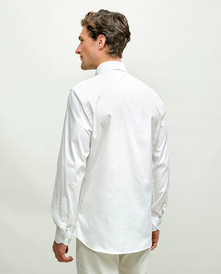 Camisa casual lisa semi-entallada blanco