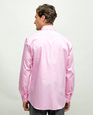 Camisa casual lisa semi-entallada rosa