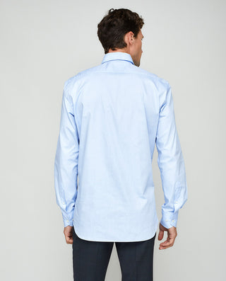Camisa casual lisa semi-entallada azul