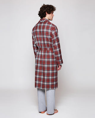 Bata de franela cuadros tartán gris by MIRTO