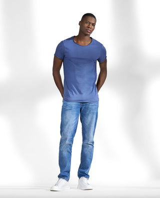 Camiseta cuello relax algodón orgánico azul d by B