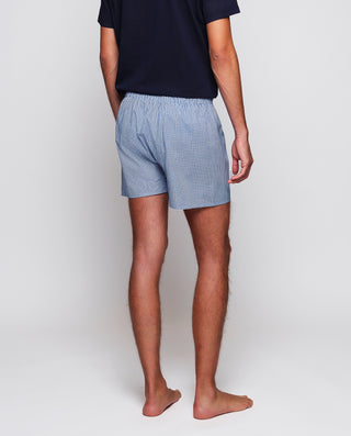 Blue geometric microprint cotton boxer shorts