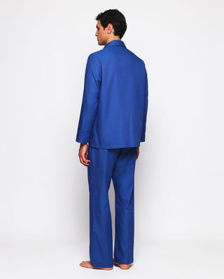 Pijama largo azul jacquard de algodón by MIRTO | 00319_0050_2