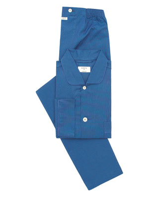 Blue long cotton jacquard pajama