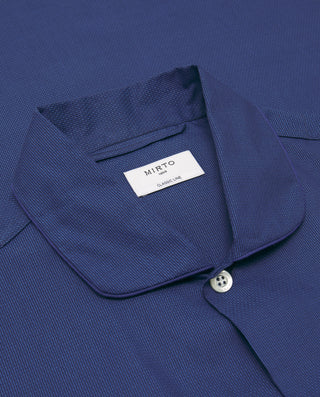 Blue long cotton jacquard pajama