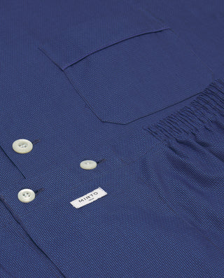 Blue long cotton jacquard pajama
