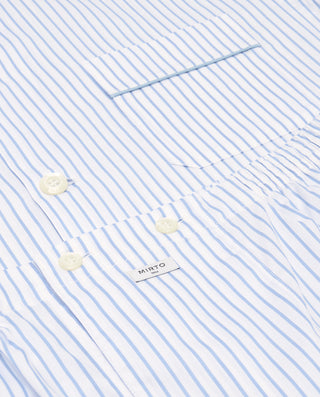 Pijama largo blanco rayas azules de algodón