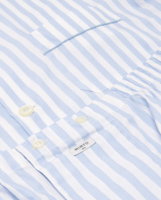 Pijama largo blanco rayas azules estructura fil a fil