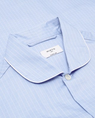 Pijama largo cuadros azul y blanco fil a fil