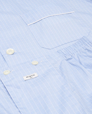 Pijama largo cuadros azul y blanco fil a fil