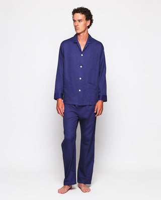 Pijama largo azul estampado de algodón by MIRTO | 00329_0050_1